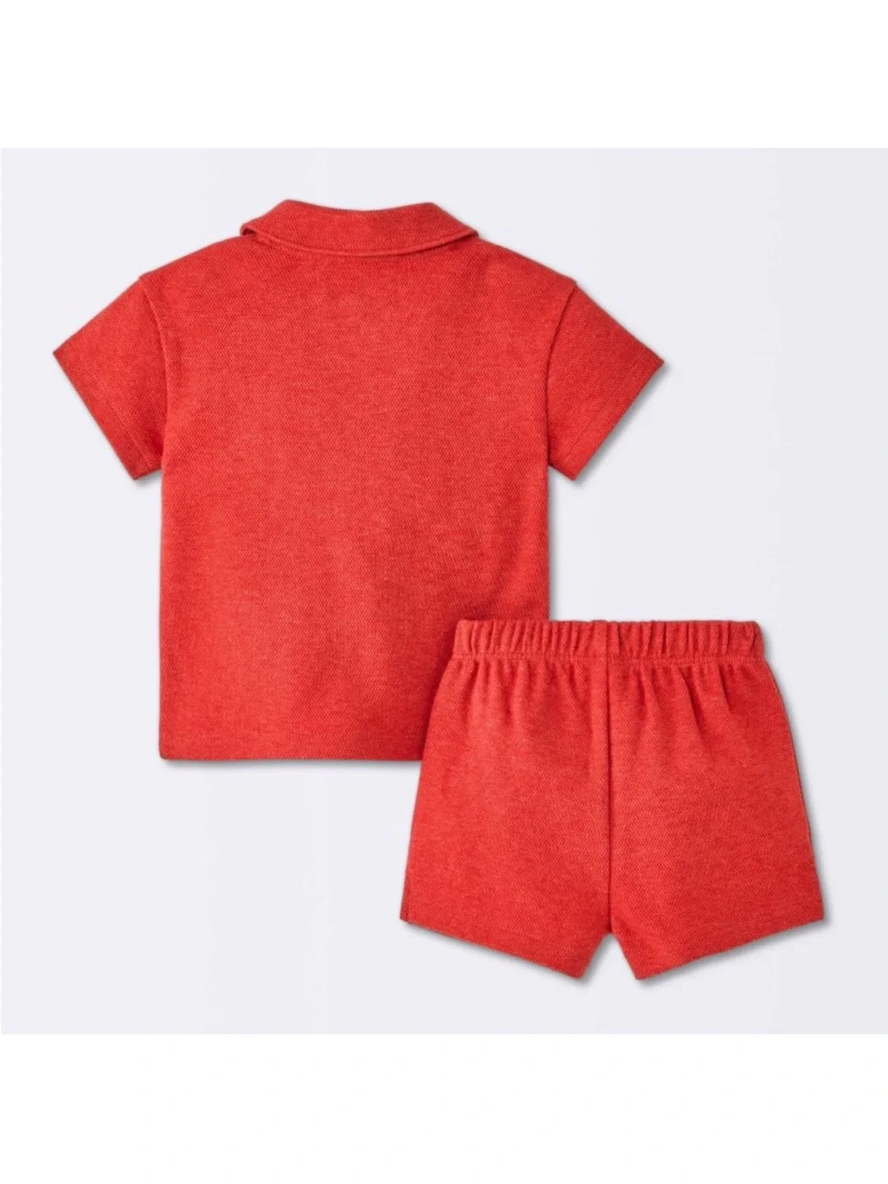Kids Short Sleeve Polo & Shorts Set - Red